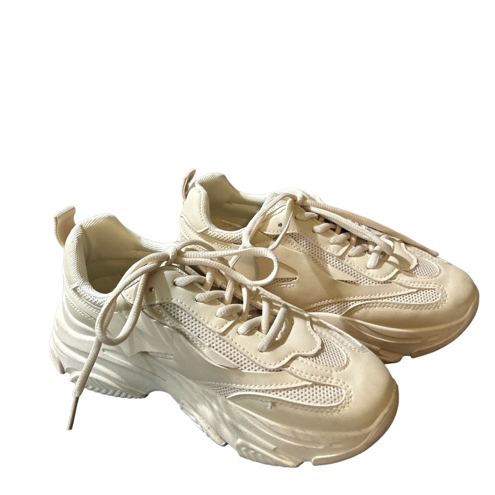 Cupid champagne platform sneakers, size 5